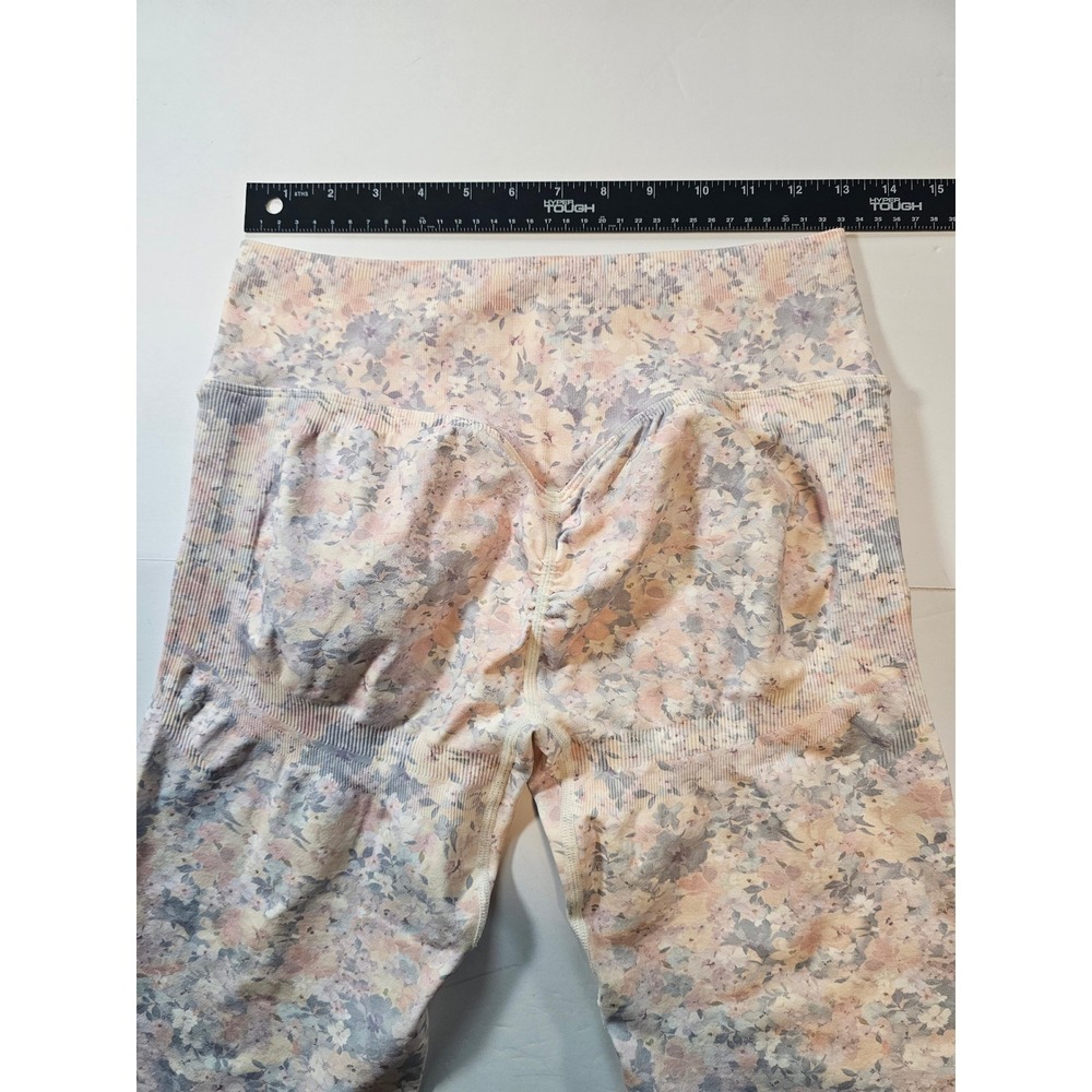 Fabletics Seamless Leggings Womens L Floral Pink Scrunched High Waist Yoga New - Picture 5 of 5